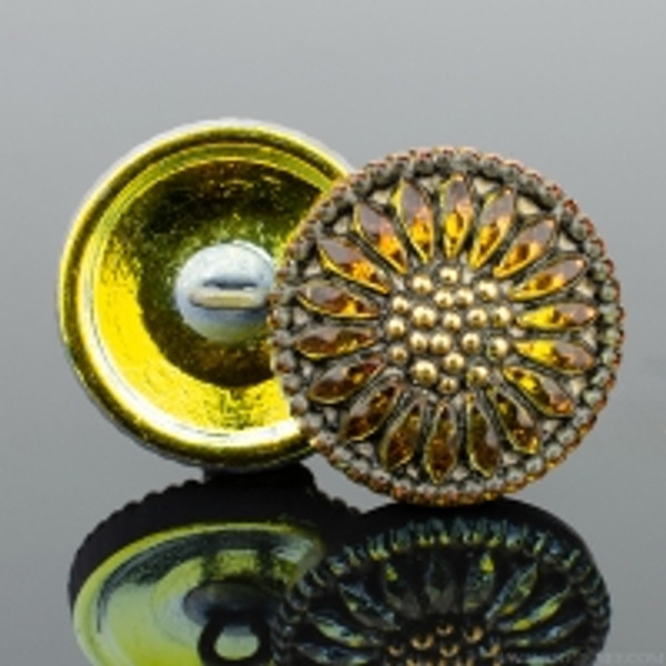 18mm Sunflower, Golden Orange Antiqued with Gold Paint