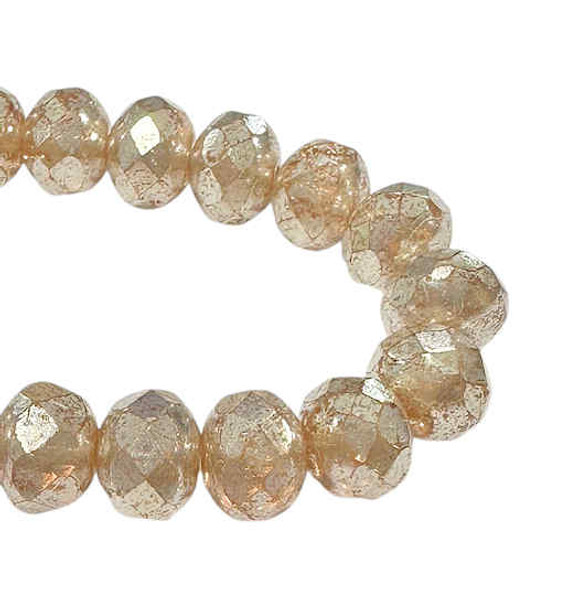 Faceted Rondelles, Peach w/Mercury Finish, 5x7mm (Qty: 25)