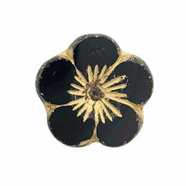 Large Hibiscus Flowers, Black w/ Gold Wash & Picasso Finish, 21mm (Qty: 6)