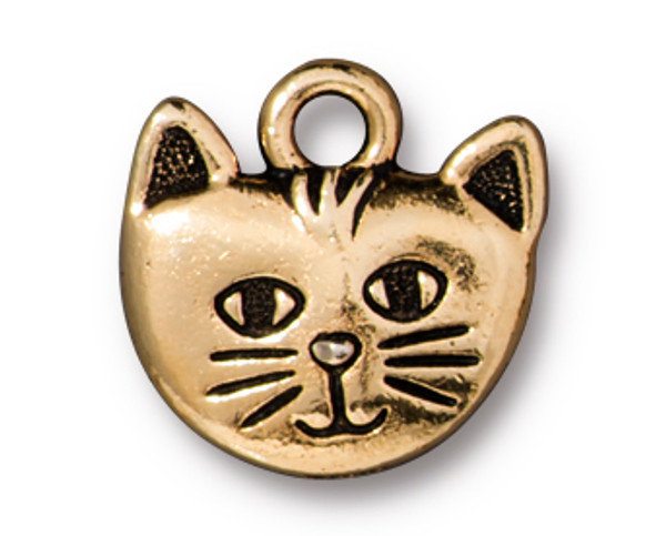 TierraCast Kitty Whiskers Charm, Gold-Plated, 14 x 13.9mm  (Qty: 1)