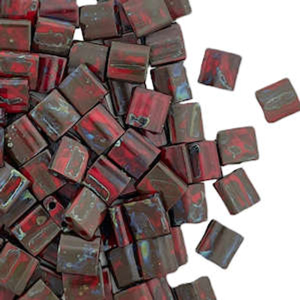 Tila Beads, Color 4521, Opaque Red Picasso (10 gr.)