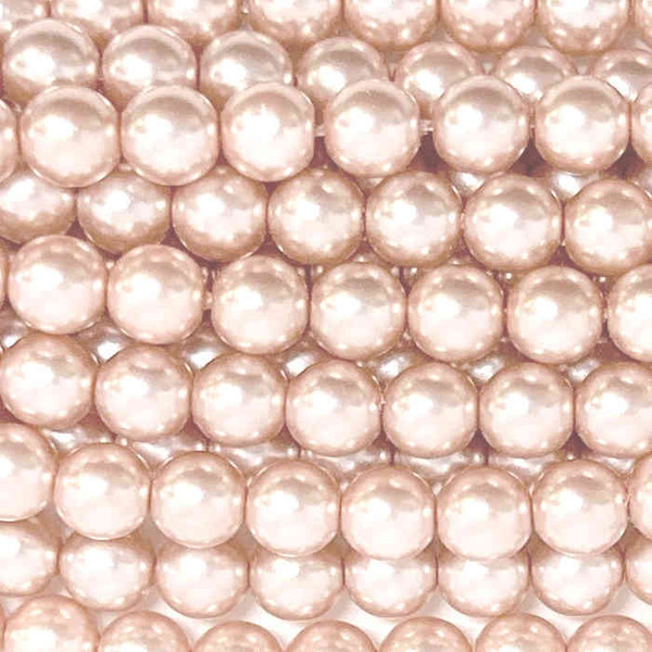 8mm Czech Glass Pearls, Champagne Pink (Qty: 24)