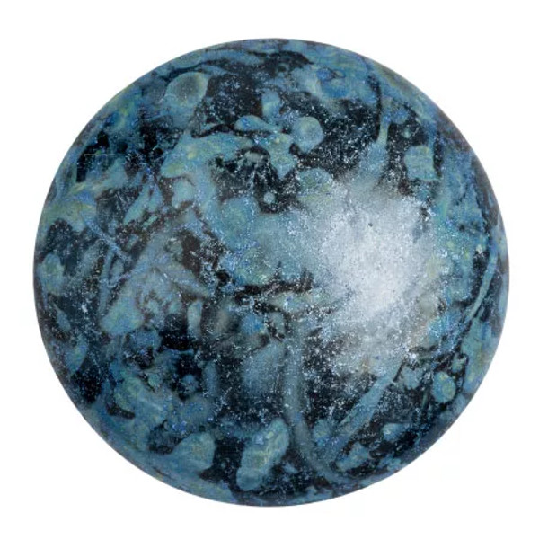 14mm Cabochon par Puca, Matte Metallic Spotted Blue (Qty: 1)