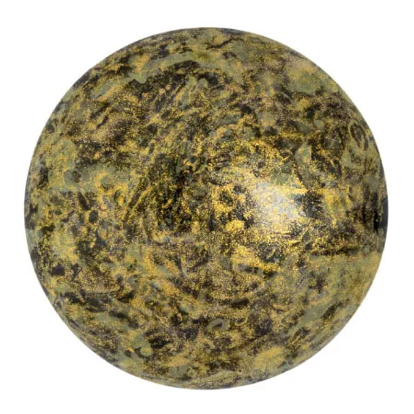 14mm Cabochon par Puca, Matte Metallic Spotted Old Gold (Qty: 1)