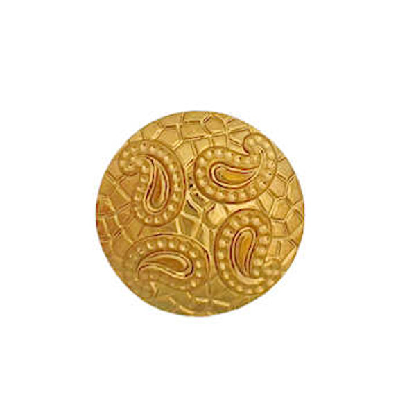 28mm Paisley Design Button, Gold Painted on Black (Qty: 1)