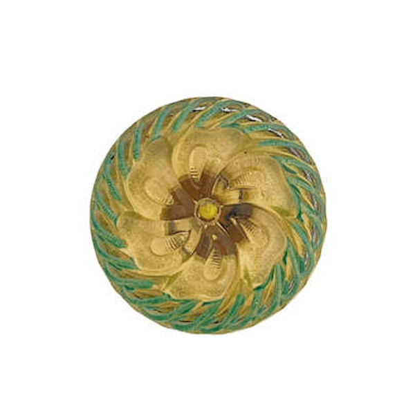 23mm Gold Spinning Wheel with Green Border Design (Qty: 1)