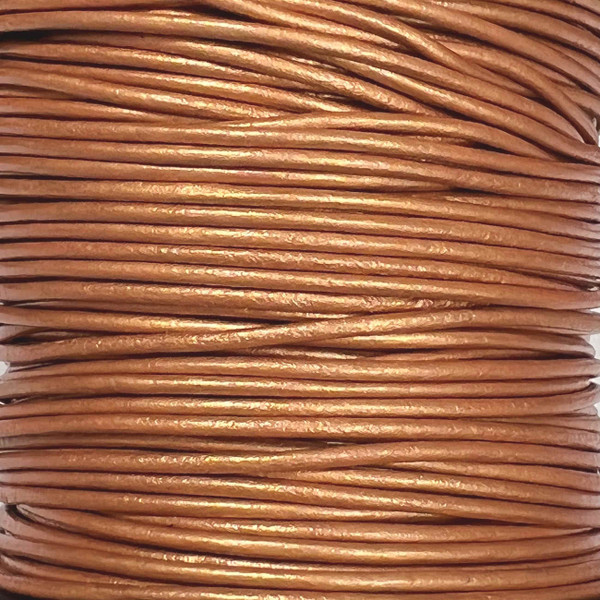 1.5mm Round Leather Cord, Metallic Bronze (3 yards)