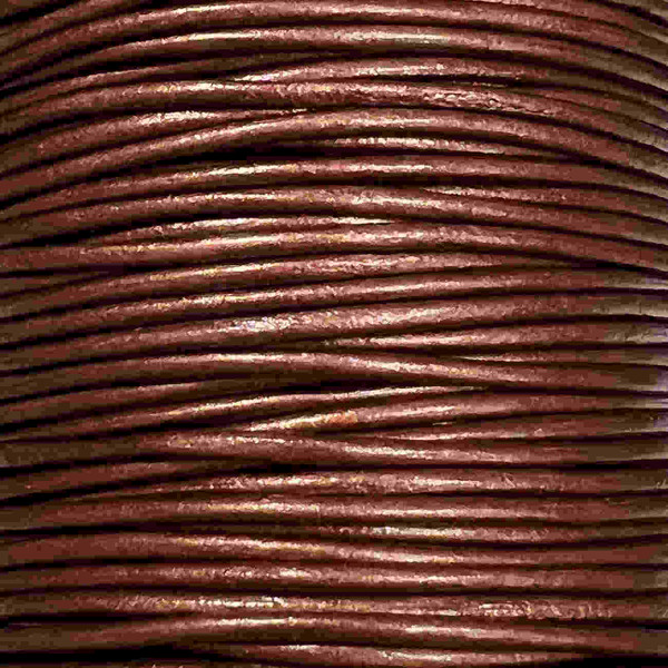 1.5mm Round Leather Cord, Metallic Tamba (3 yards)