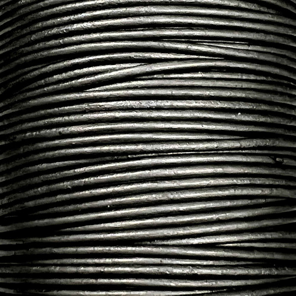 1.5mm Round Leather Cord, Metallic Grey (3 yards)