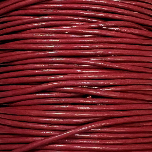 1.5mm Round Leather Cord, Corida Red (3 yards)