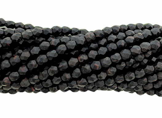 4mm Fire Polish, Dark Olive/Brown Travertine (Qty: 50)