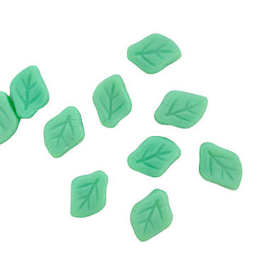Czech Glass Leaf Beads, Mint Green, 9 x 12 x 4mm (Qty: 38)