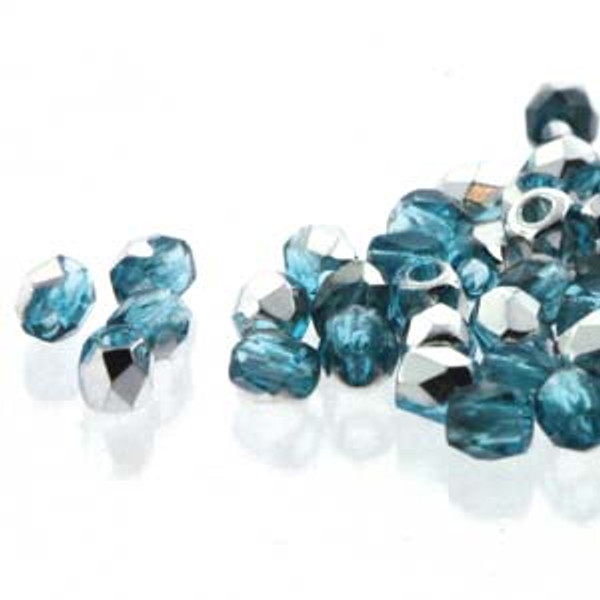 2mm Fire Polish, Aqua Labrador (True 2) (Qty: 50)