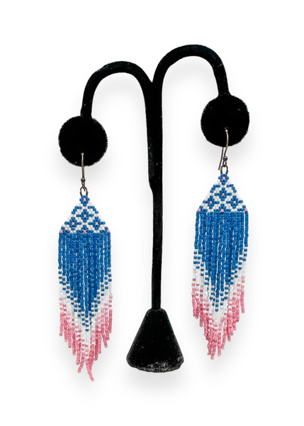 Flirty Fringe & Brick Stitch Earrings Kit, Blue/Pink/White