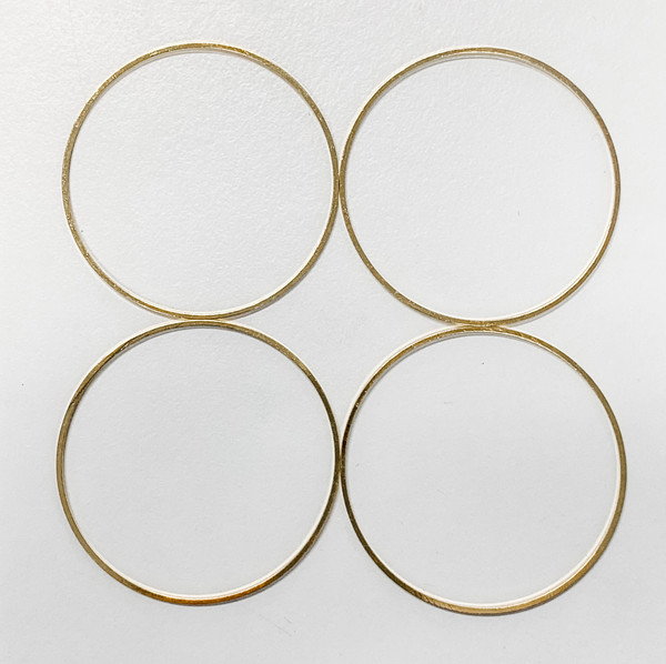 50mm Circle Connectors, Gold-Plated Brass (Qty: 4)