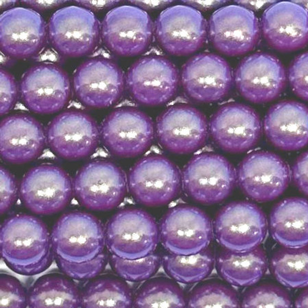4mm Czech Glass Pearls, Iridescent Dark Purple (Qty: 50)