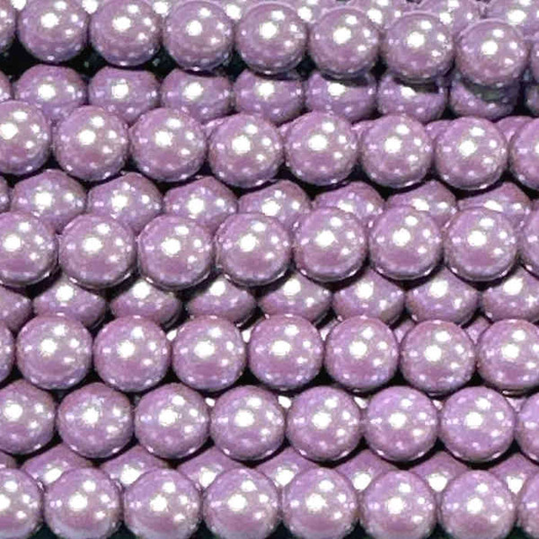 6mm Czech Glass Pearls, Iridescent Purple Grey (Qty: 25)