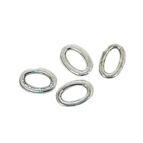 Small Oval Links, Silver-Plated Pewter, 14 x 10mm (Qty: 4)