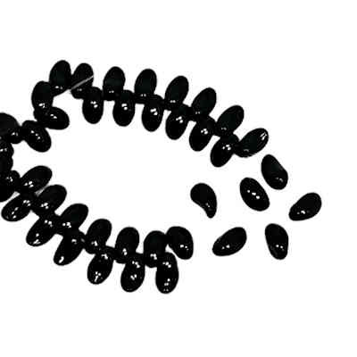 1-Hole Lily Petal Beads, Jet Black, 4 x 6mm (Qty: 40)