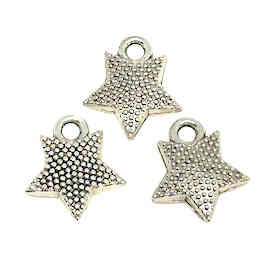 Star Charms, Silver-Plated Pewter, 15 x 17 x 4mm (Qty: 3)