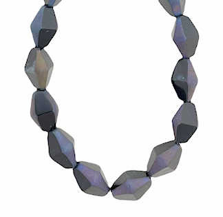 Diamond Cut Beads, 6x8mm,  Jet Black/AB Edges  (Qty: 18)*