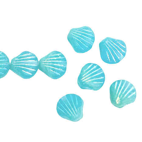 Gorgeous Turquoise Scallop Seashells w/ Silver Wash, 9mm (Qty: 15)