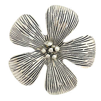 Large Silver-Plated Flower Pendant, 52mm  (Qty: 1)