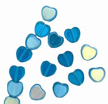 Table Cut Heart Beads, 8mm,  Dark Aqua AB (Qty: 28)*