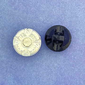 11mm Silver Czech Glass Button w/ Center Rhinestone  (Qty: 3)