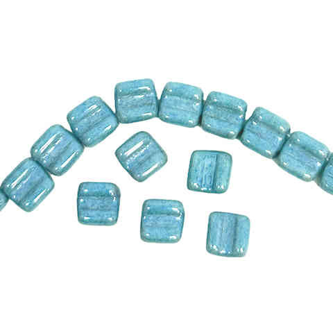 2-Hole Fixer Beads, Blue Grey Luster, 8 x 7mm (Qty: 19)