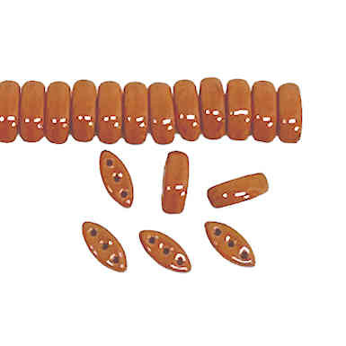 Cali Beads, 3-Hole, Opaque Terra Cotta, 3 x 8mm (Qty: 38)
