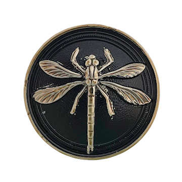Antique Silver Dragonfly on Black Background, 31mm  (Qty: 1)