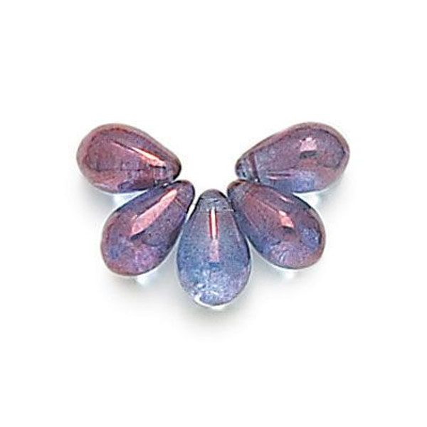 6x9mm Teardrop Beads, Amethyst Lumi (Qty: 25)