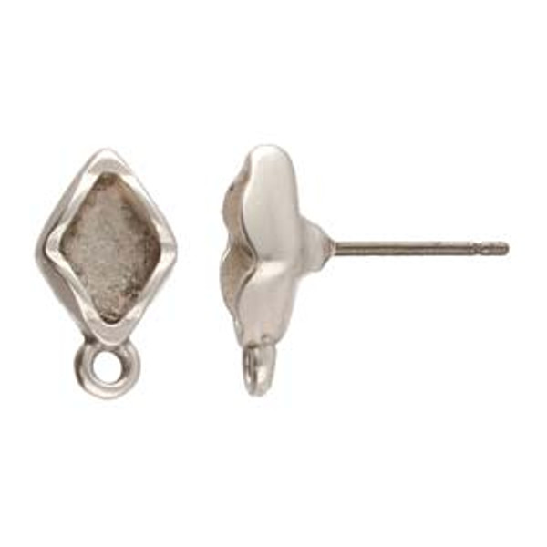 Cymbal Fyriplaka GemDuo Earring Setting, 14x8.4mm, Antique Silver (1 pair)