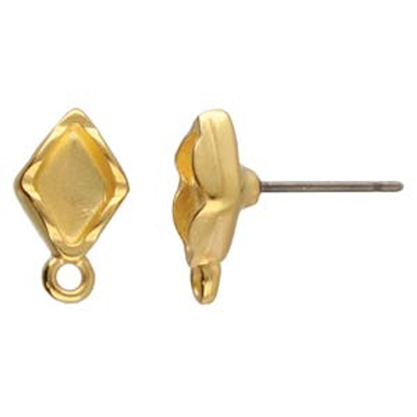 Cymbal Fyriplaka GemDuo Earring Setting, 14x8.4mm, Gold Plate (1 pair)