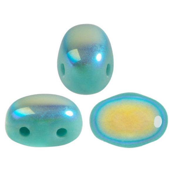 Samos par Puca Beads, Opaque Green Turquoise AB (Qty: 25)
