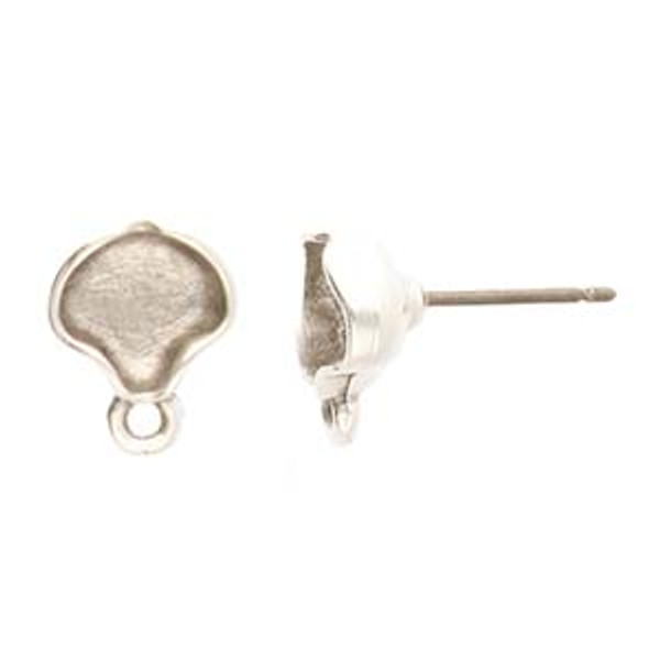 Cymbals Kamares, Ginko Earring Setting, Antique Silver Plate (Qty: 1 pair)