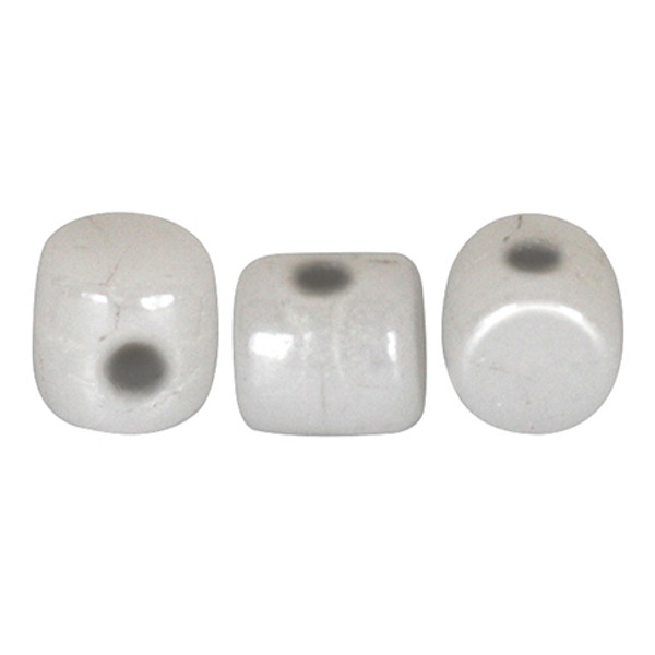 Minos Par Puca Beads, Opaque White Ceramic Look (5 grams/~100 beads)