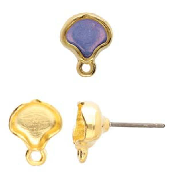 Cymbal Kamares Ginko Earring Setting, 24K Gold Plate (1 pair)