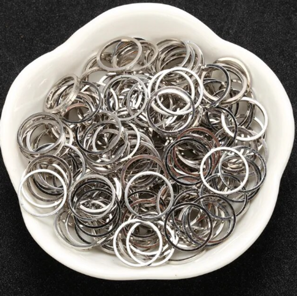 12mm Circle Connectors, Rhodium Look-Plated Brass (Qty: 10)