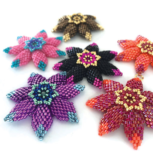 Jazzy Flowers Beaded Necklace Pattern, by Chloe Menage of Pinkhot