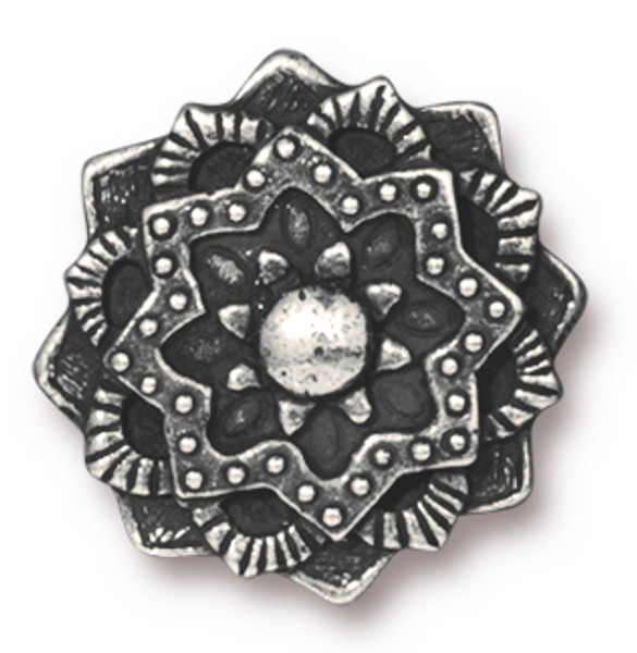 TierraCast Mandala Button, Antiqued Pewter, 16.5mm (Qty: 1)