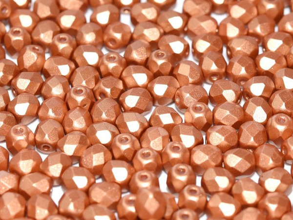 4mm Fire Polish, Alabaster Metallic Copper (Qty: 50)