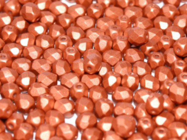 3mm Fire Polish, Alabaster Metallic Red Copper (Qty: 50)