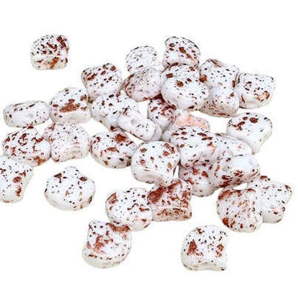 Ginko Beads, White Copper Splash (Qty: 25)