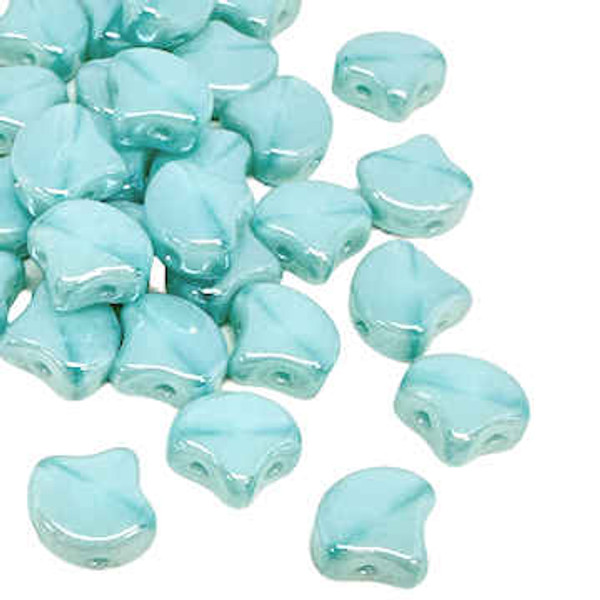 Ginko Beads, Milky Aquamarine Luster (Qty: 25)