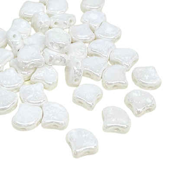 Ginko Beads, Opaque White Luster (Qty: 25)