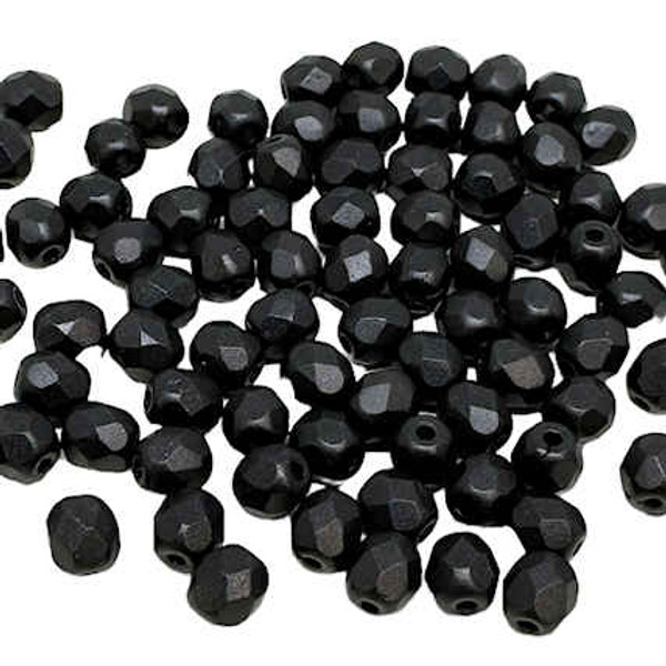 4mm Fire Polish, Alabaster Metallic Black (Qty: 50)