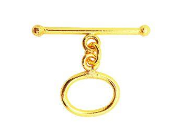 18K Gold Overlay Oval Toggle Clasp, 15x12mm (Qty: 1 )