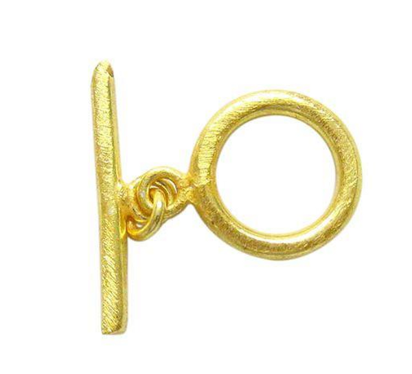 18K Gold Overlay Bright Gold Brushed Finish Toggle Clasp, 17mm (Qty: 1)